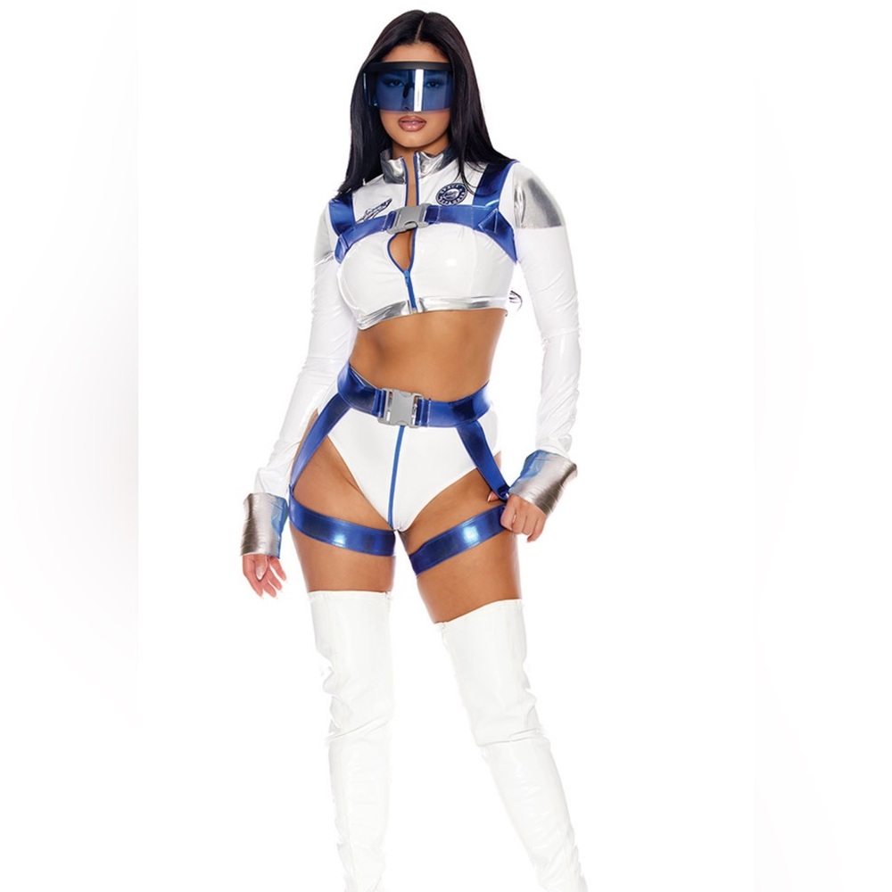 Fashion Nova White and Blue Futuristic Outfit